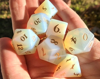 Opalite Gemstone Dice Set: Polyhedral D&D Dice