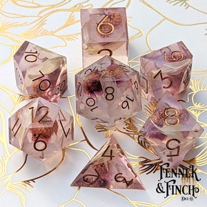 Thistle TTRPG Dice Set,  D&D dice, Sharp Edge Dice, Dungeons and Dragons, real plant dice, nature dice, DnD Gifts, polyhedral TTRPG dice set