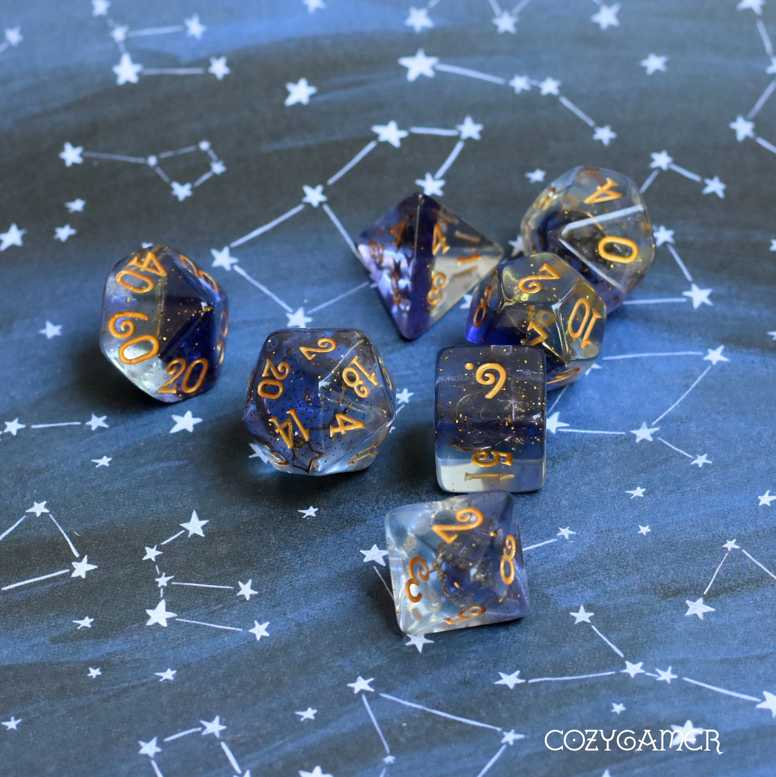 Moon and Stars Dice Set TTRPG Polyhedral Dice D&D Dice Etsy