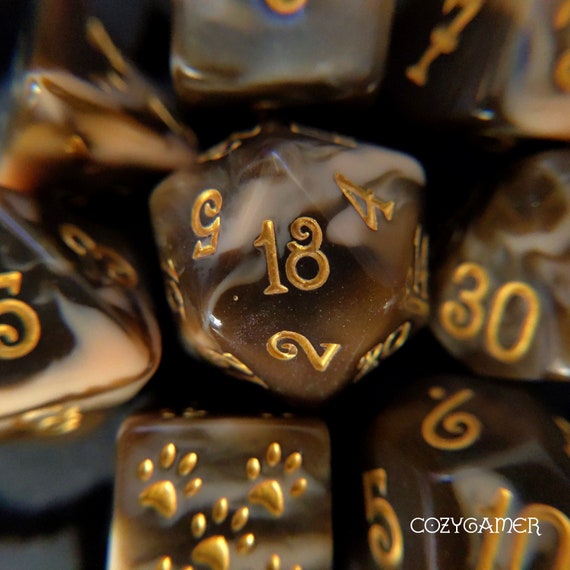 Table Top Role Playing Polyhedral dice Caramel Macchiato DnD Dice Set Dungeons and Dragons Coffee chocolate themed dice set D/&D dice