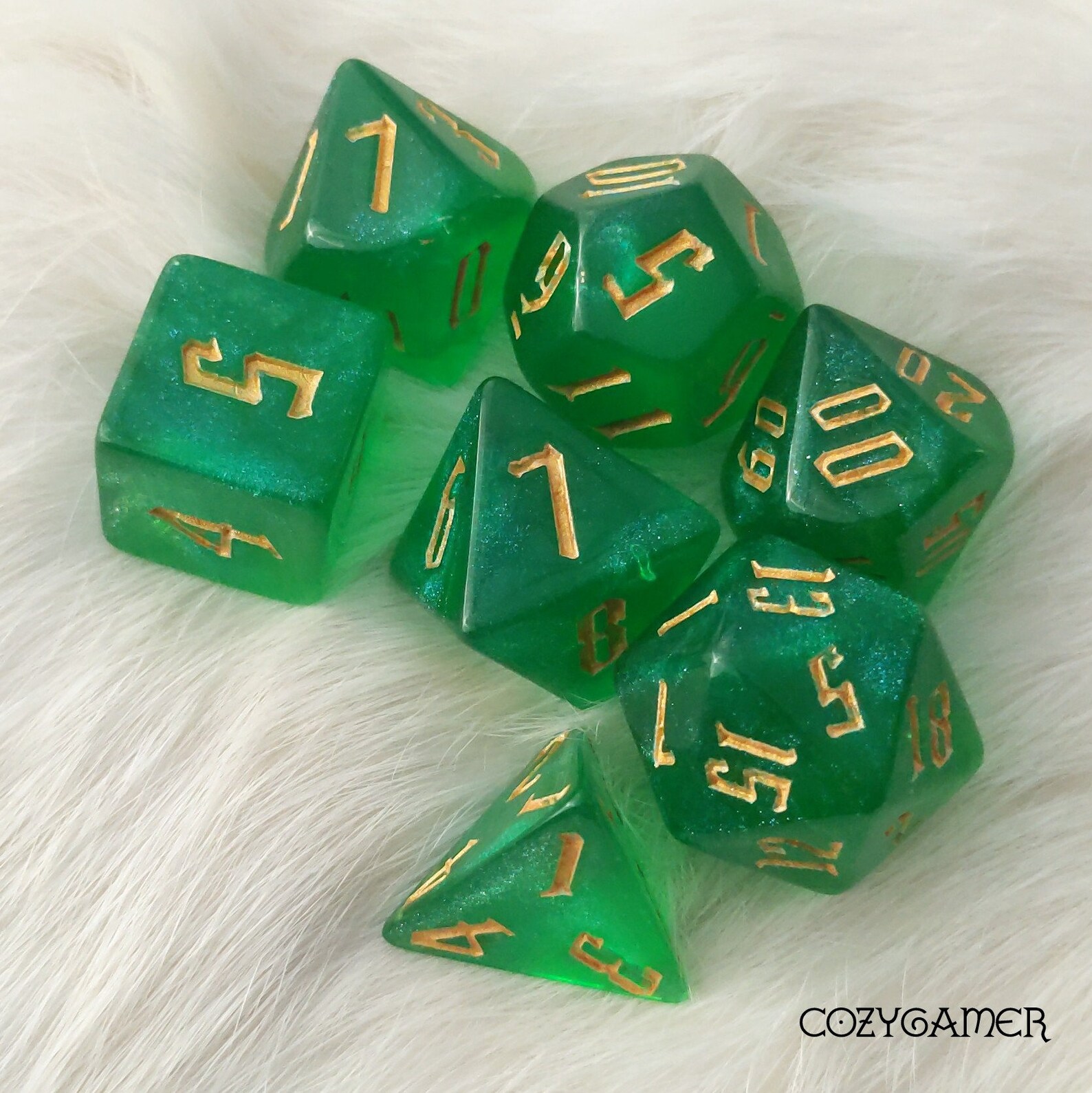 Green Dice Dnd Dice Set Polyhedral Dice D&D Dice Dungeons Etsy