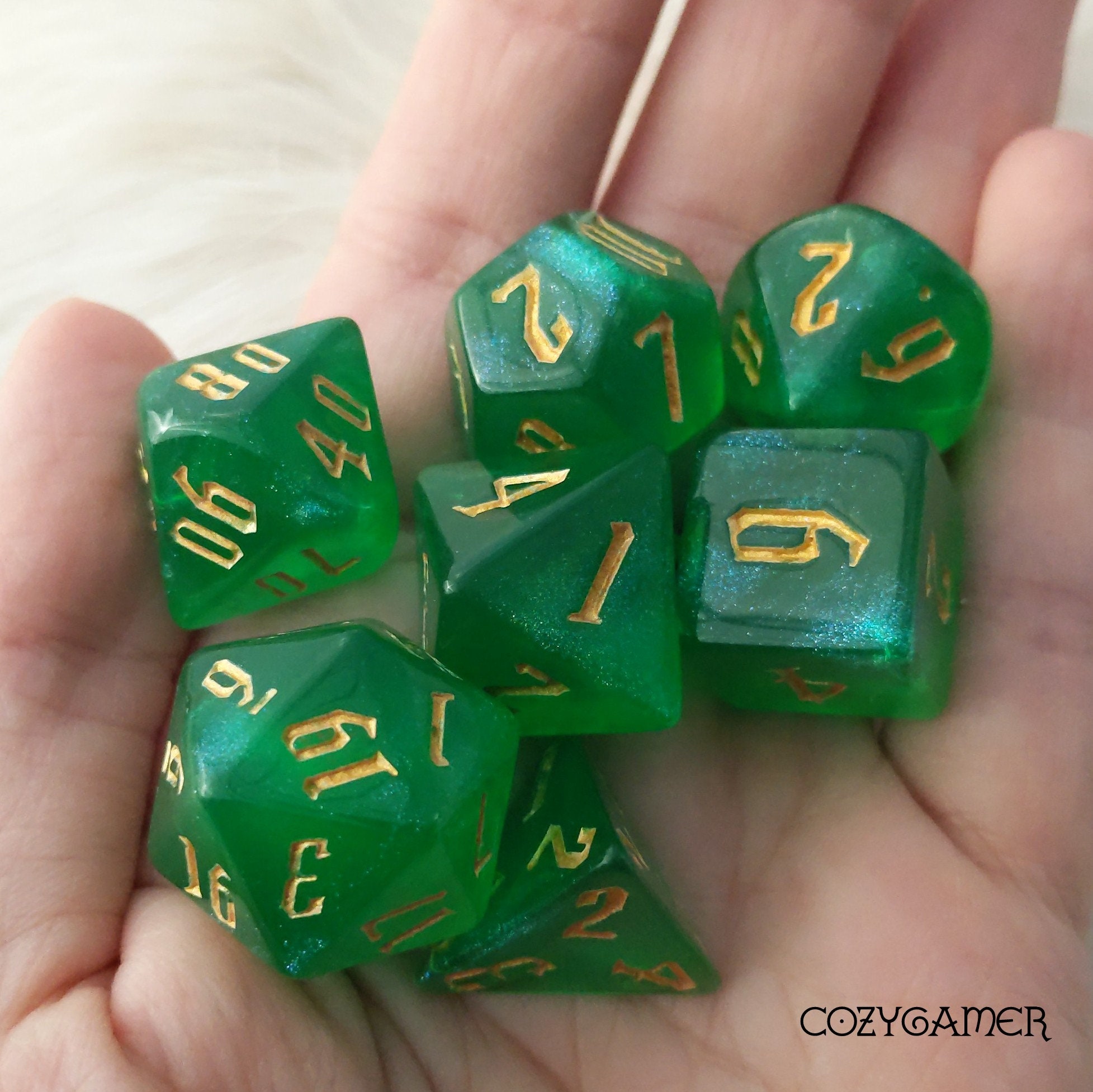 Green Dice Dnd Dice Set Polyhedral Dice D&D Dice Dungeons Etsy