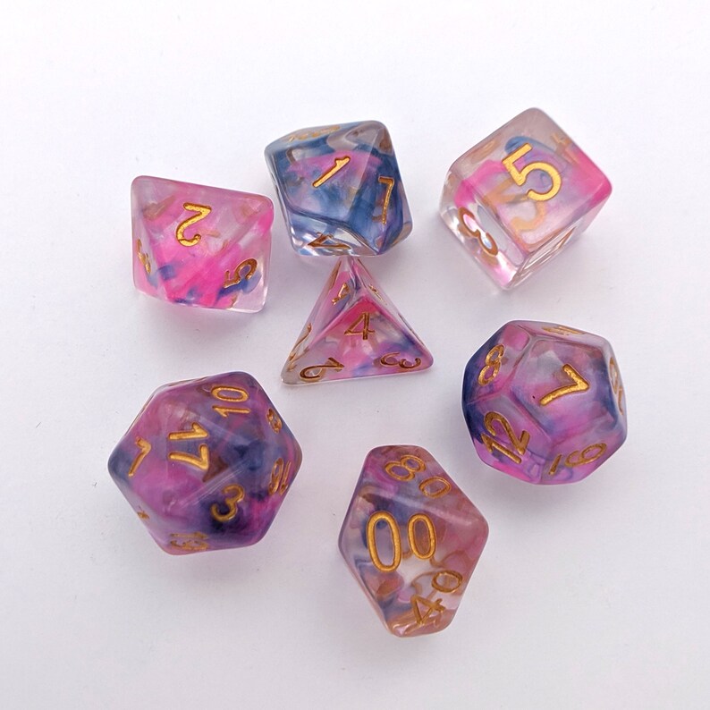 Morning Glory Dnd Dice Set Polyhedral Dice D&D Dice Dungeons Etsy