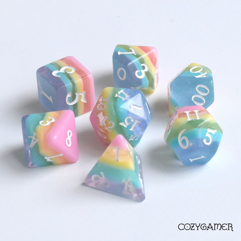 Candy Rainbow DnD Dice Set Polyhedral dice D&D dice Etsy