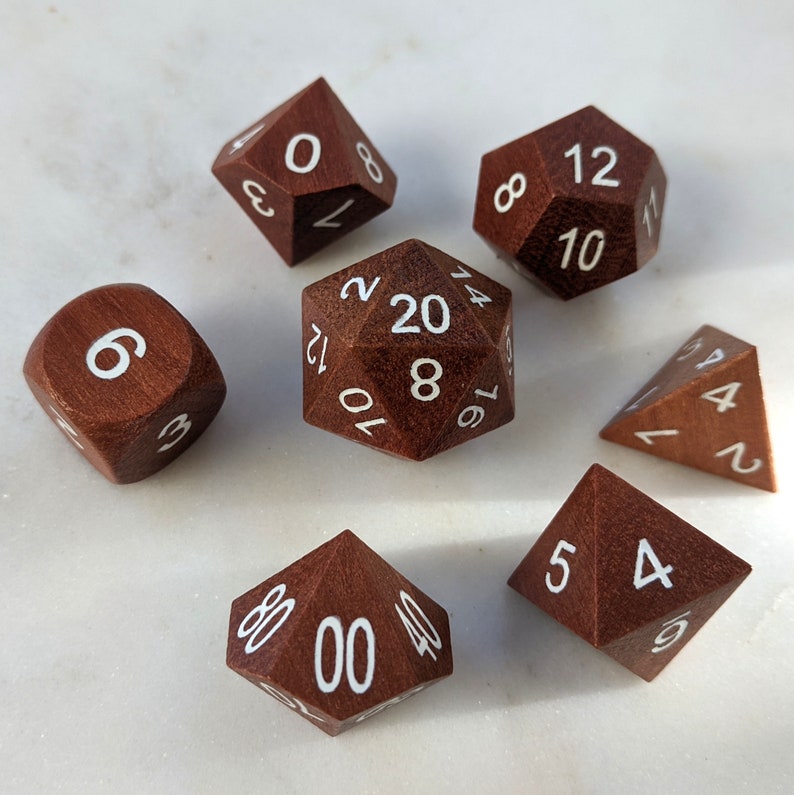 Red Sandalwood Wood DnD Dice Set Polyhedral dice D&D dice Etsy