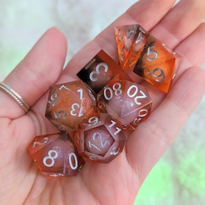 Dark Summoning Liquid Core DnD Dice Set, Polyhedral dice, D&D dice, Dungeons and Dragons, Table Top Role Playing Dice. Sharp Edge Dice