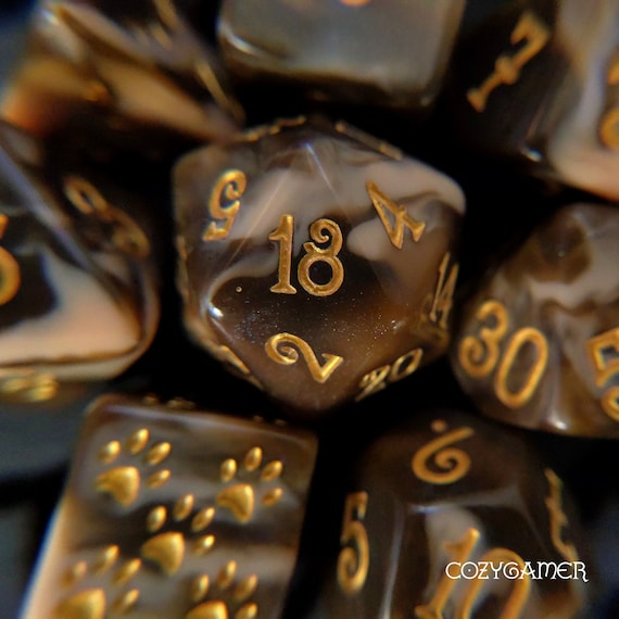 Table Top Role Playing Polyhedral dice Caramel Macchiato DnD Dice Set Dungeons and Dragons Coffee chocolate themed dice set D/&D dice