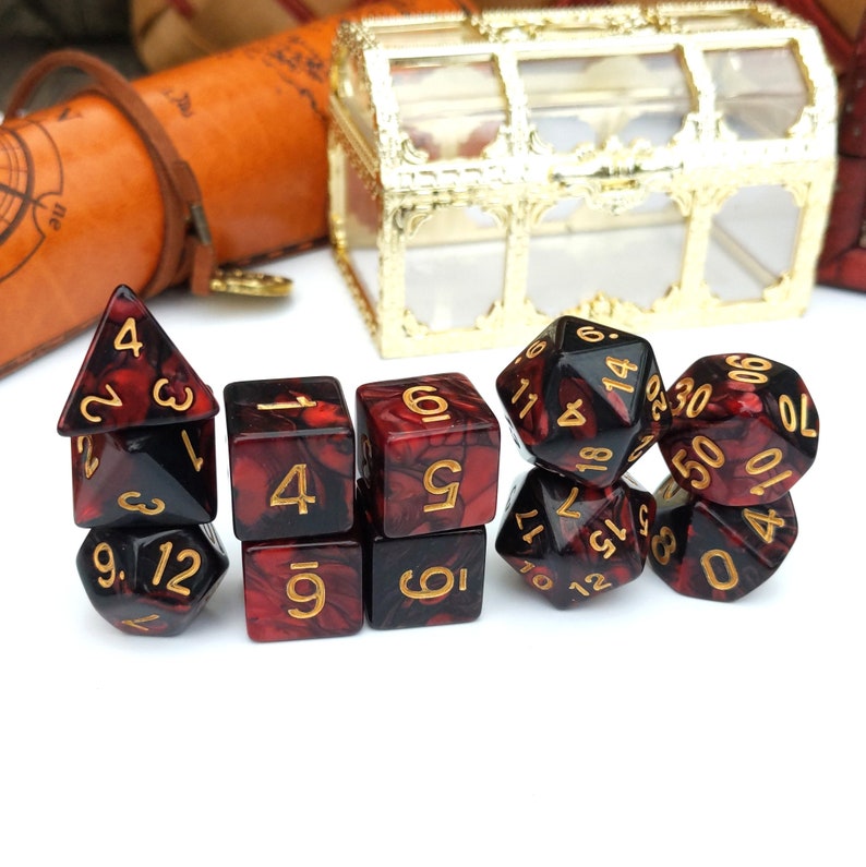 11 Piece Blood DnD Dice Set Polyhedral dice D&D dice Etsy