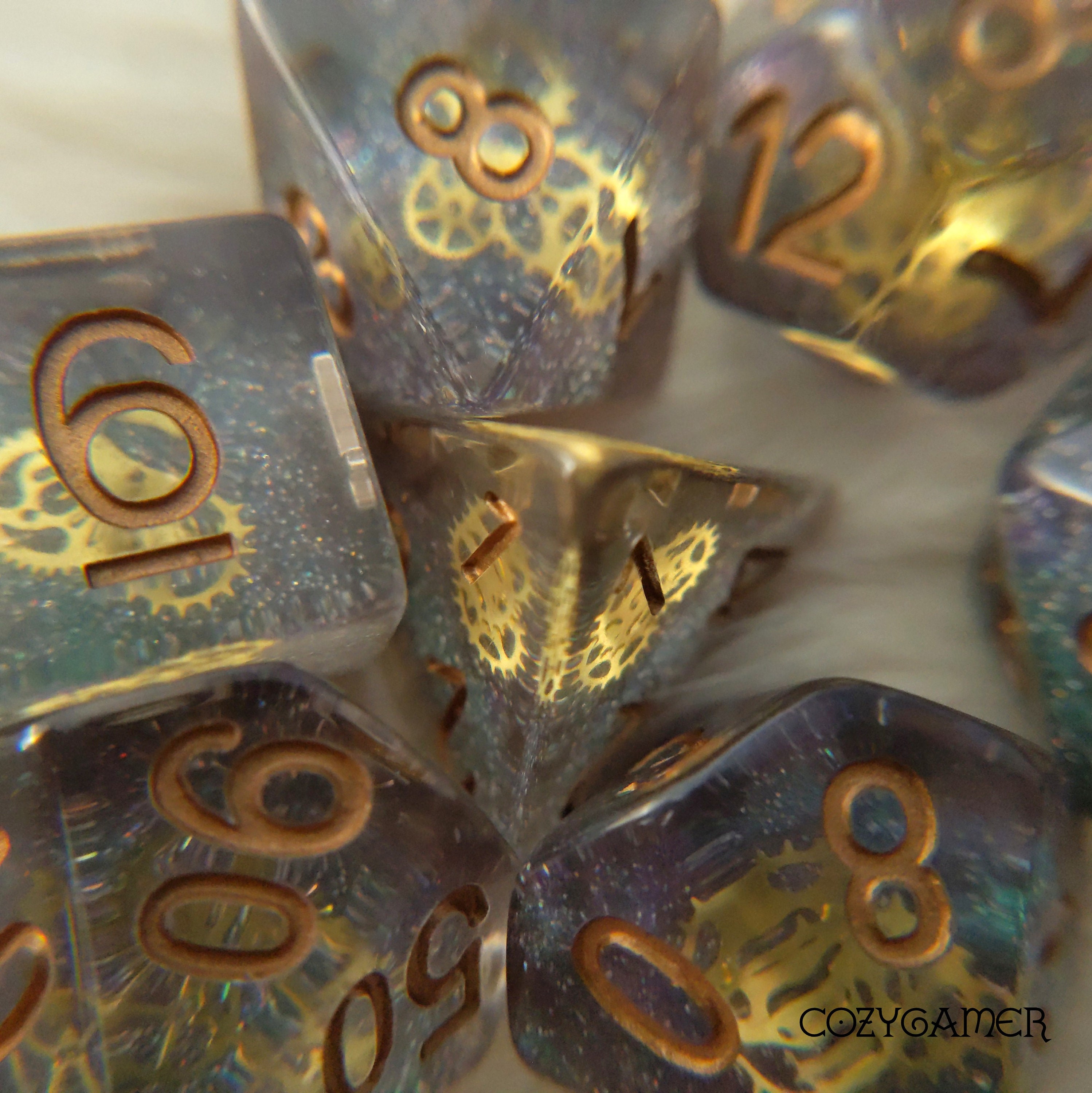 Gears and Glitter Dnd Dice Set Polyhedral Dice D&D Dice Etsy