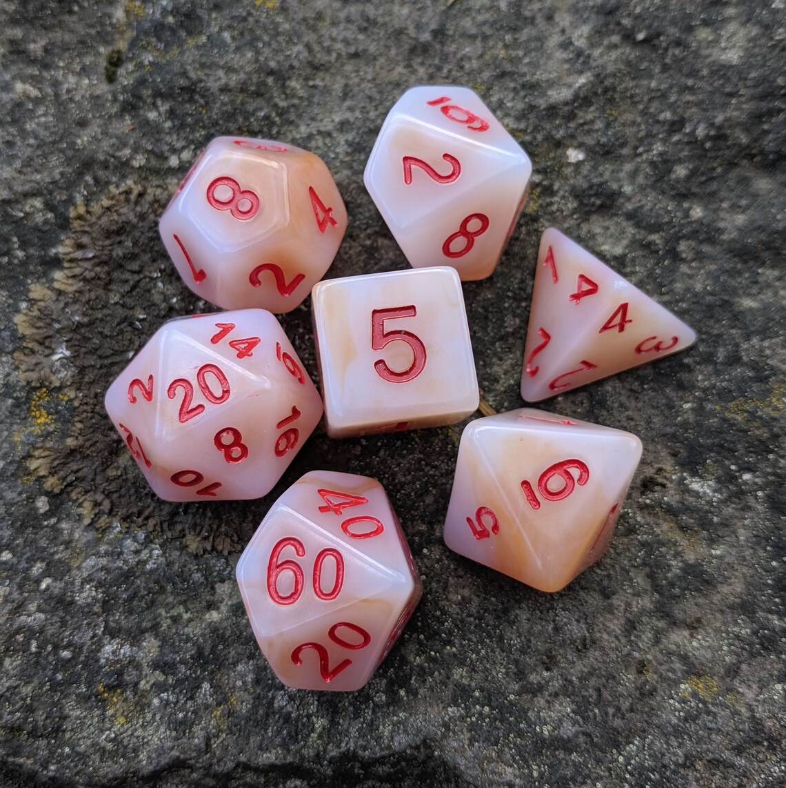 White Jade Dnd Dice Set Polyhedral Dice D&D Dice Dungeons Etsy