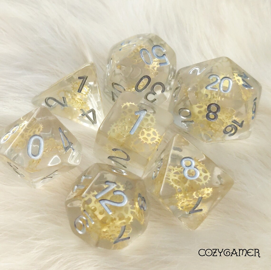 Golden Gears DnD Dice Set Polyhedral dice D&D dice Dungeons Etsy