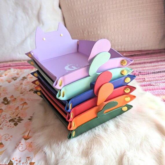 Vassoio Portadadi Pieghevole A Forma Di Gatto – In Pelle PU E Velluto, Con Stampa Umoristica, Organizzatore Da Scrivania Per Giocatori Di Ruolo (35 Cm) - 5
