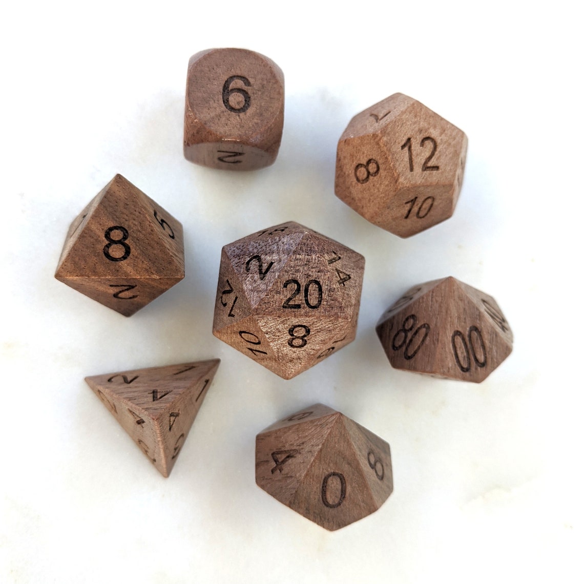 Black Walnut Wood DnD Dice Set Polyhedral dice D&D dice Etsy