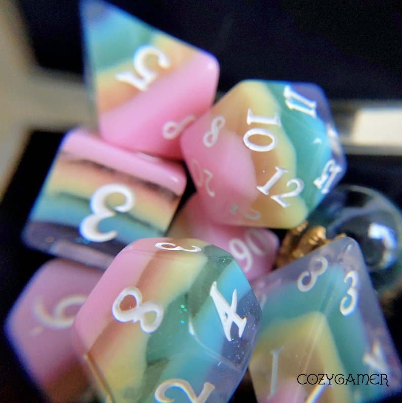 Candy Rainbow Dnd Dice Set Polyhedral Dice D&D Dice Etsy