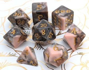 Caramel Macchiato Dice Set- Polyhedral D&D Dice coffee themed. 8 Piece DnD Dice