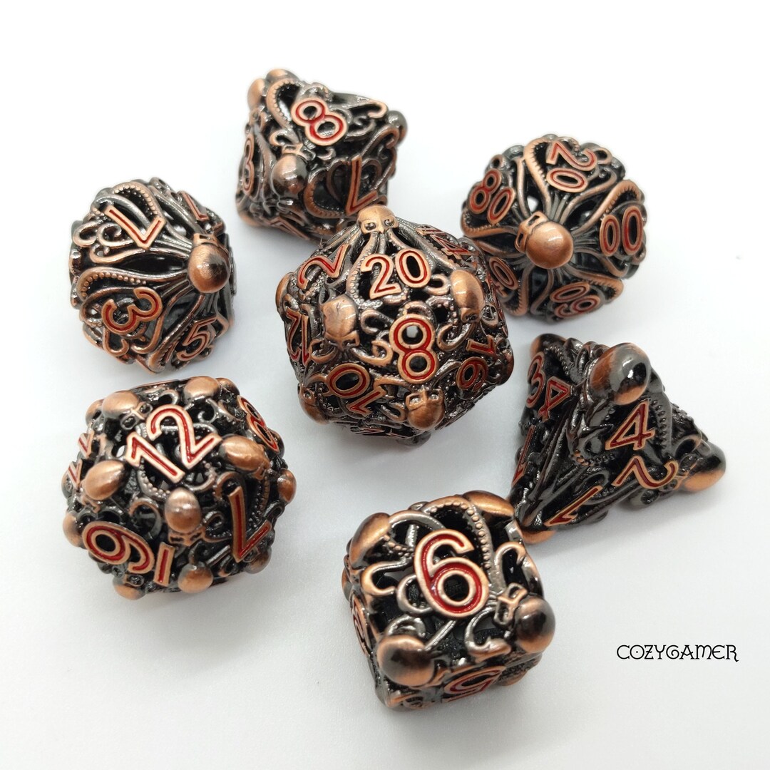 Kraken Hollow Metal Dice Dnd Dice Set Polyhedral Dice D&D Etsy