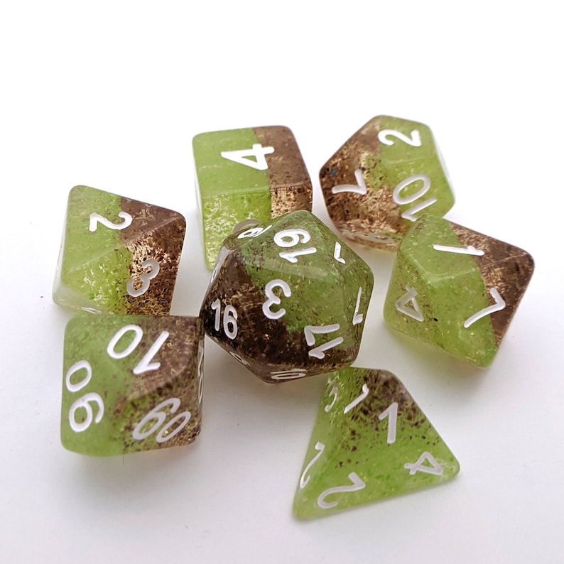 Forest Elf Dnd Dice Set Polyhedral Dice D&D Dice Dungeons Etsy
