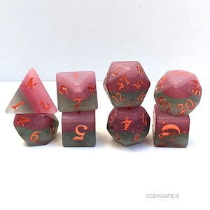 Matte Fluorite Dice Set, TTRPG Polyhedral dice, D&D dice, Dungeons and Dragons, Table Top Role Playing. Layered resin dice rainbow