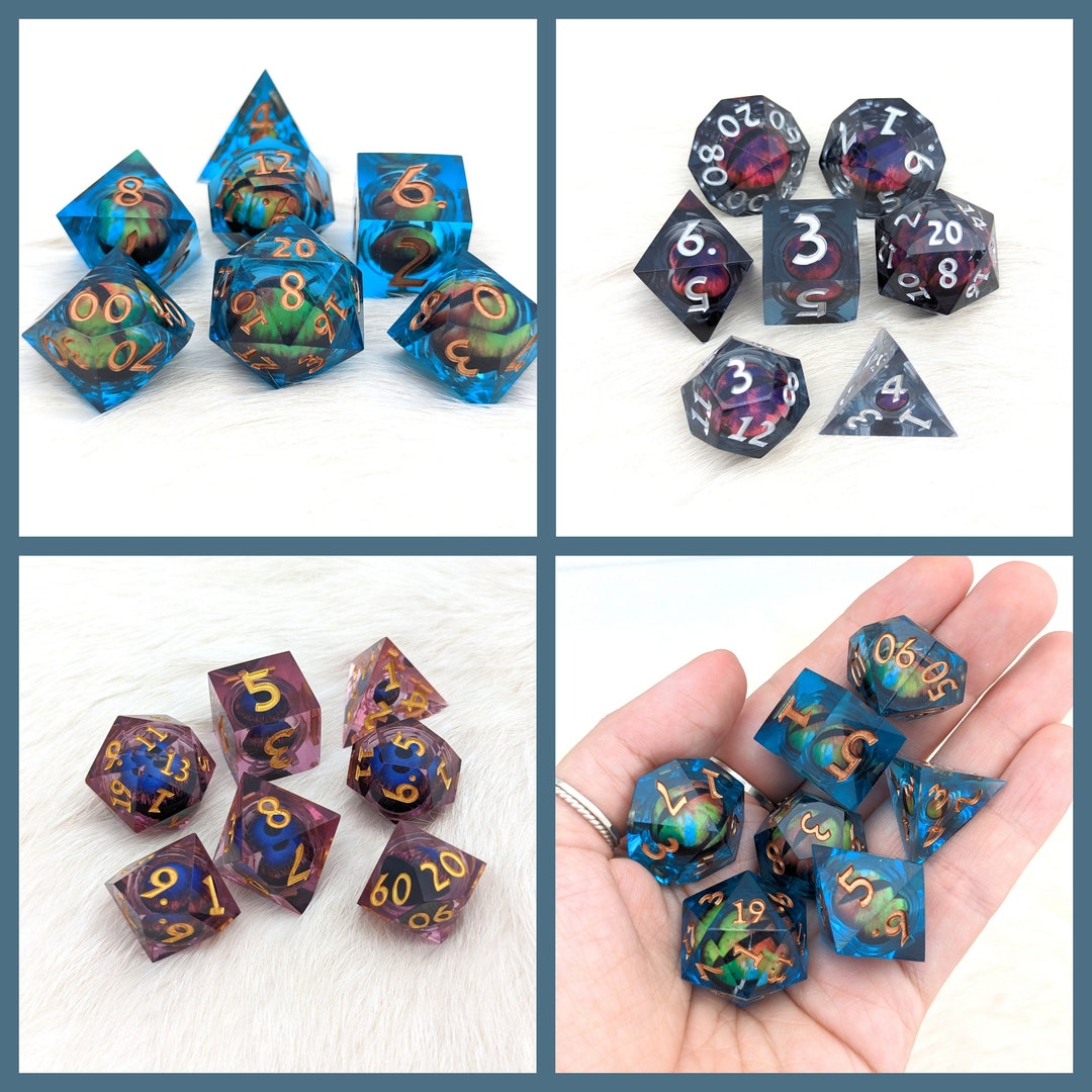 Liquid Core Eye Dice Set, Polyhedral Dice, D&D Dice, Dungeons and