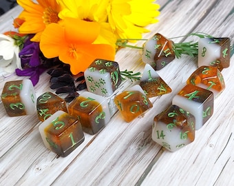 Calico Hazy IPA TTRPG Dice Sets - 8 Piece, 12 Piece, 6D6 and 5D10 Dice sets, Beer Brew D&D Dice set, DnD Dice Set for Dungeons and Dragons.