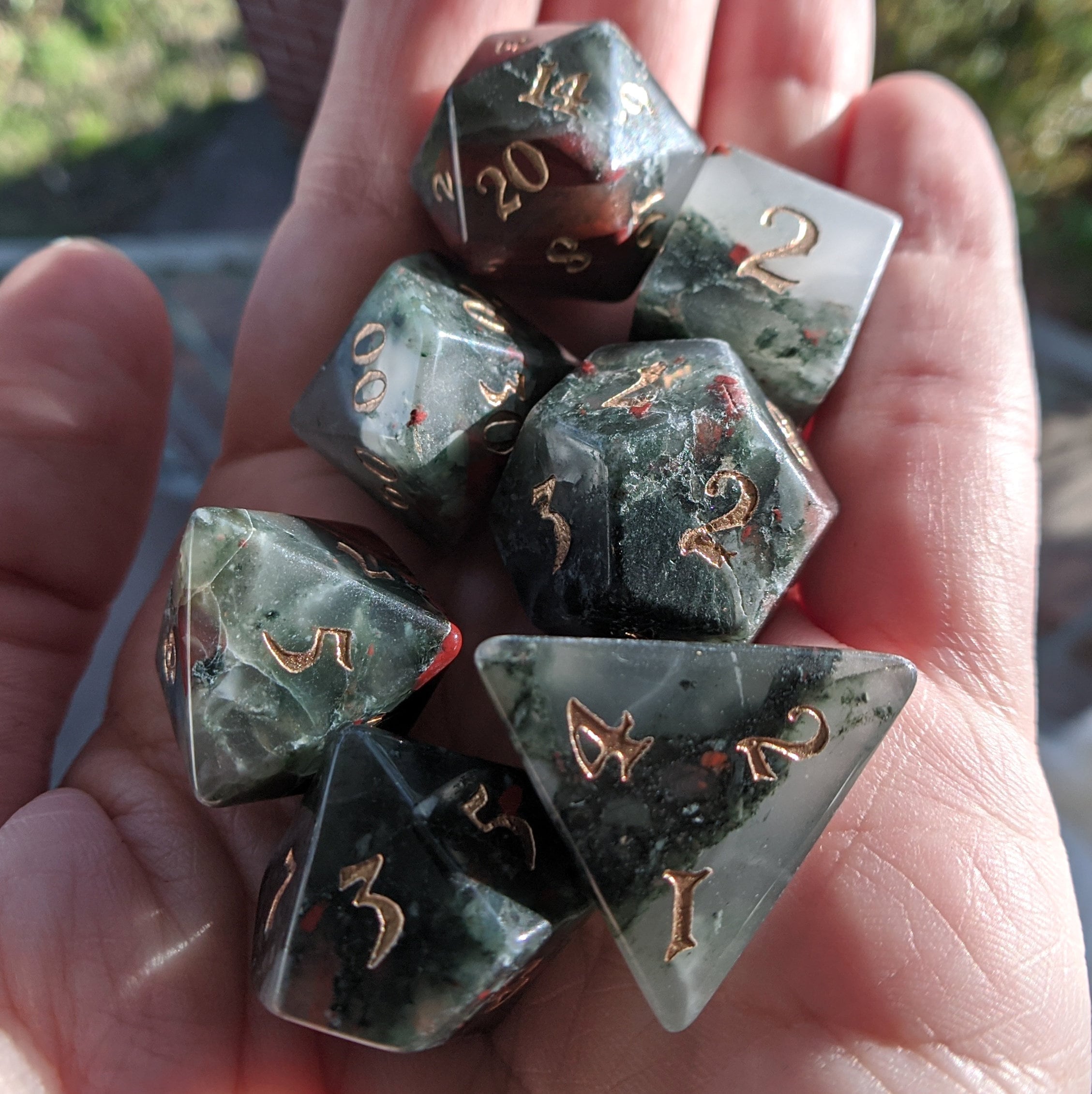 Bloodstone Gemstone DnD Dice Set Polyhedral dice D&D dice Etsy