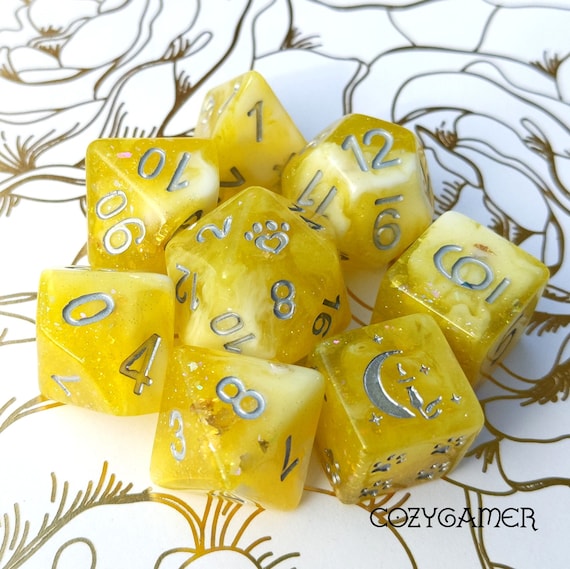 Sunlight Dice Set | Clear Yellow and White Resin Dnd Dice With