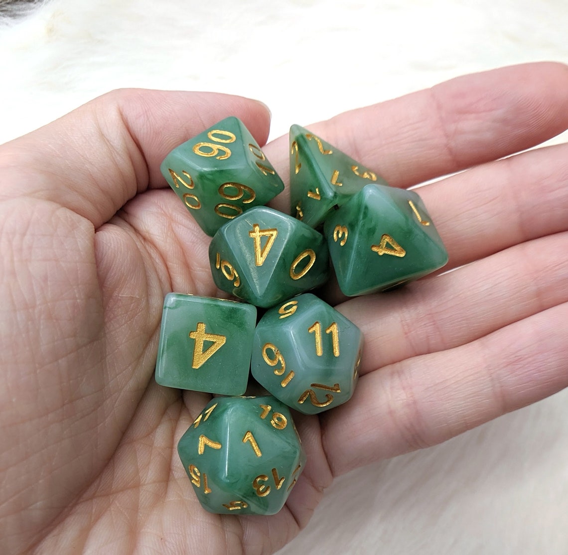 Jade DnD Dice Set Polyhedral dice D&D dice Dungeons and Etsy