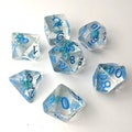 Blue Flower DnD Dice Set, Polyhedral dice, D&D dice, Dungeons and Dragons, Table Top Role Playing Dice. Real Dried Flowers Sealed in Dice