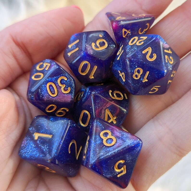 Rose Galaxy Dnd Dice Set Polyhedral Dice D&D Dice Dungeons Etsy