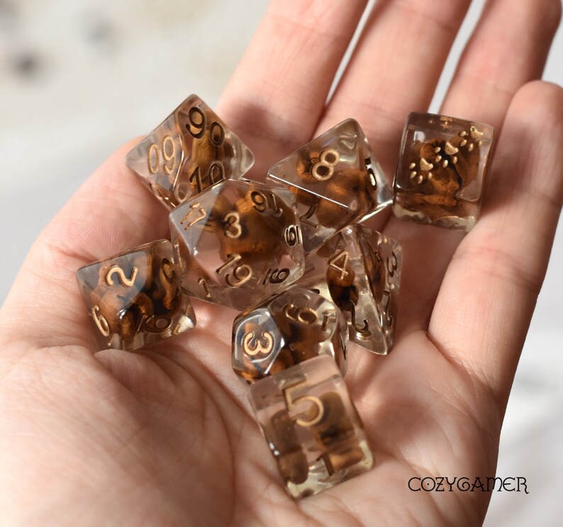 Coffee Bean DnD Dice Set Polyhedral dice D&D dice Dungeons Etsy