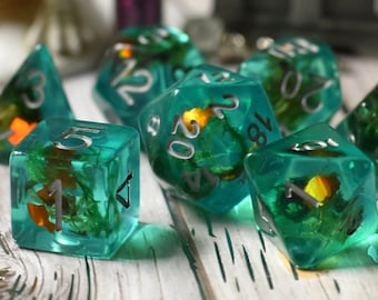 Goldfish Pond Dice Set: Teal Resin Polyhedral Dice for D&D