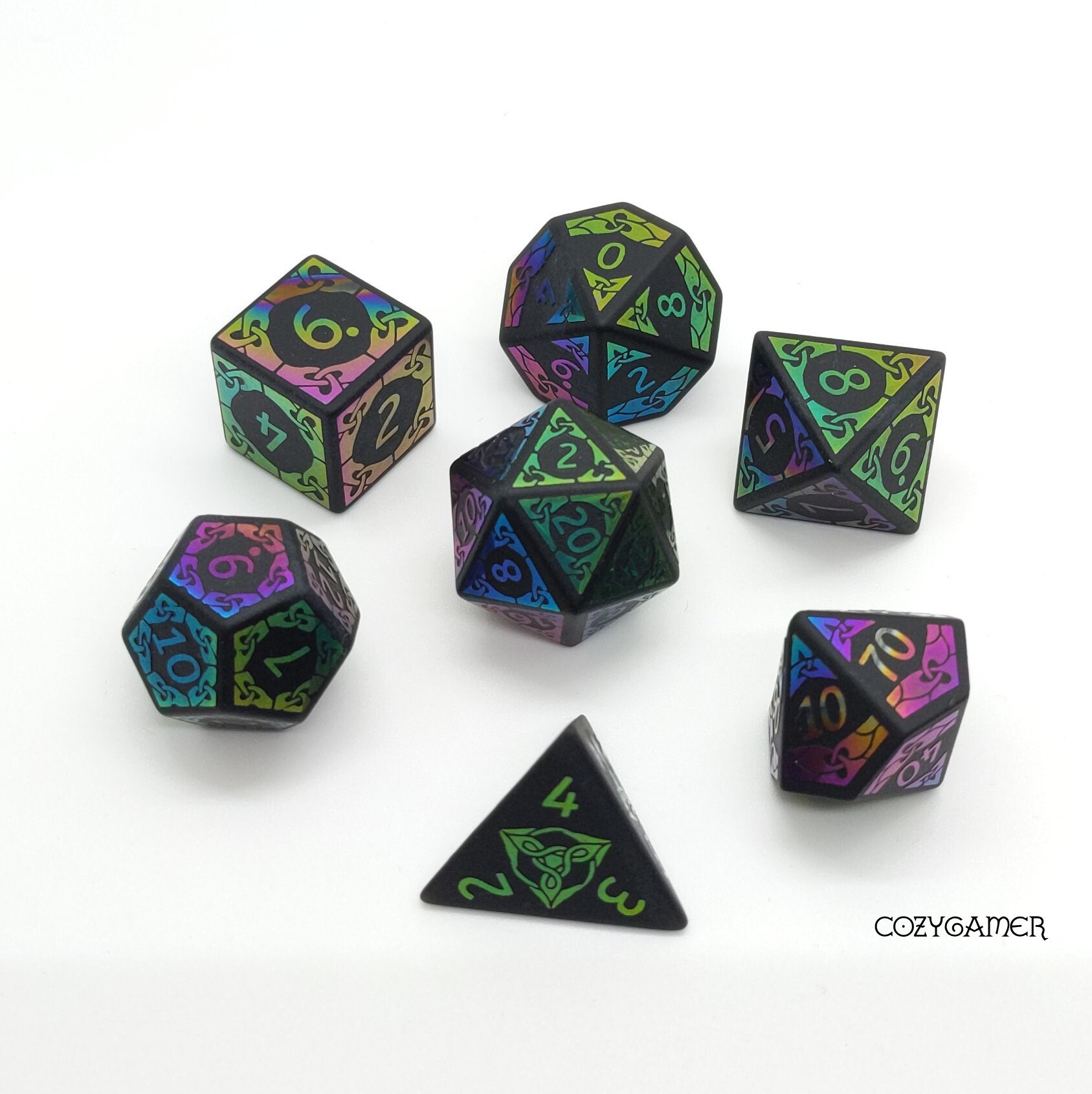 Frosted Black Obsidian Gemstone DnD Dice Set Polyhedral dice Etsy
