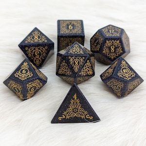 Blue Goldstone DnD Dice Set: Garden Gate Polyhedral Dice