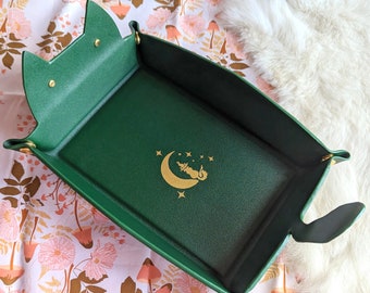 Emerald Cat Dice Rolling Tray, faltbares D&D Tablett