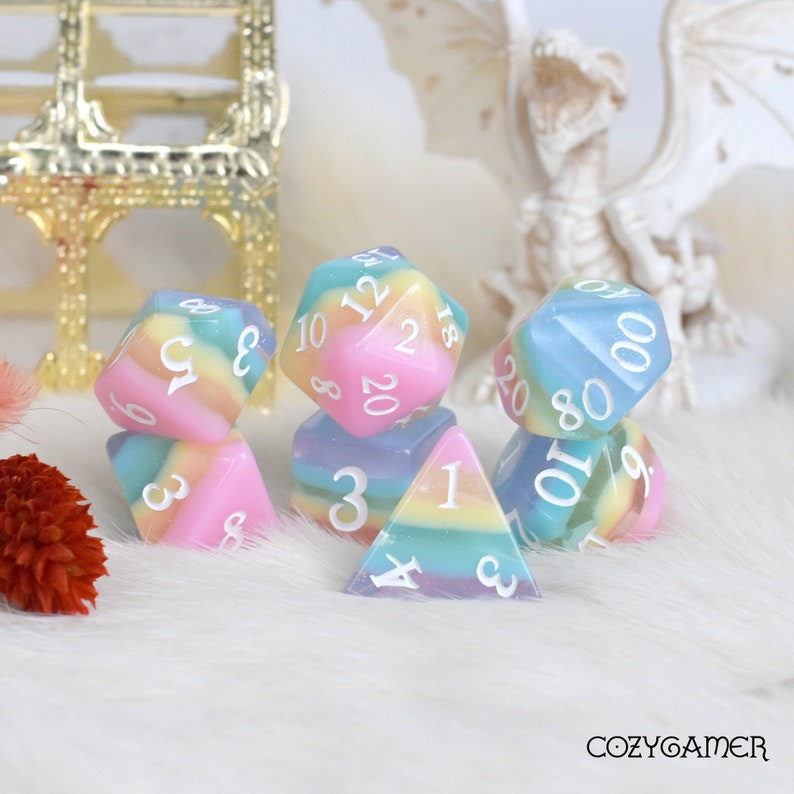 Candy Rainbow Dnd Dice Set Polyhedral Dice D&D Dice Etsy