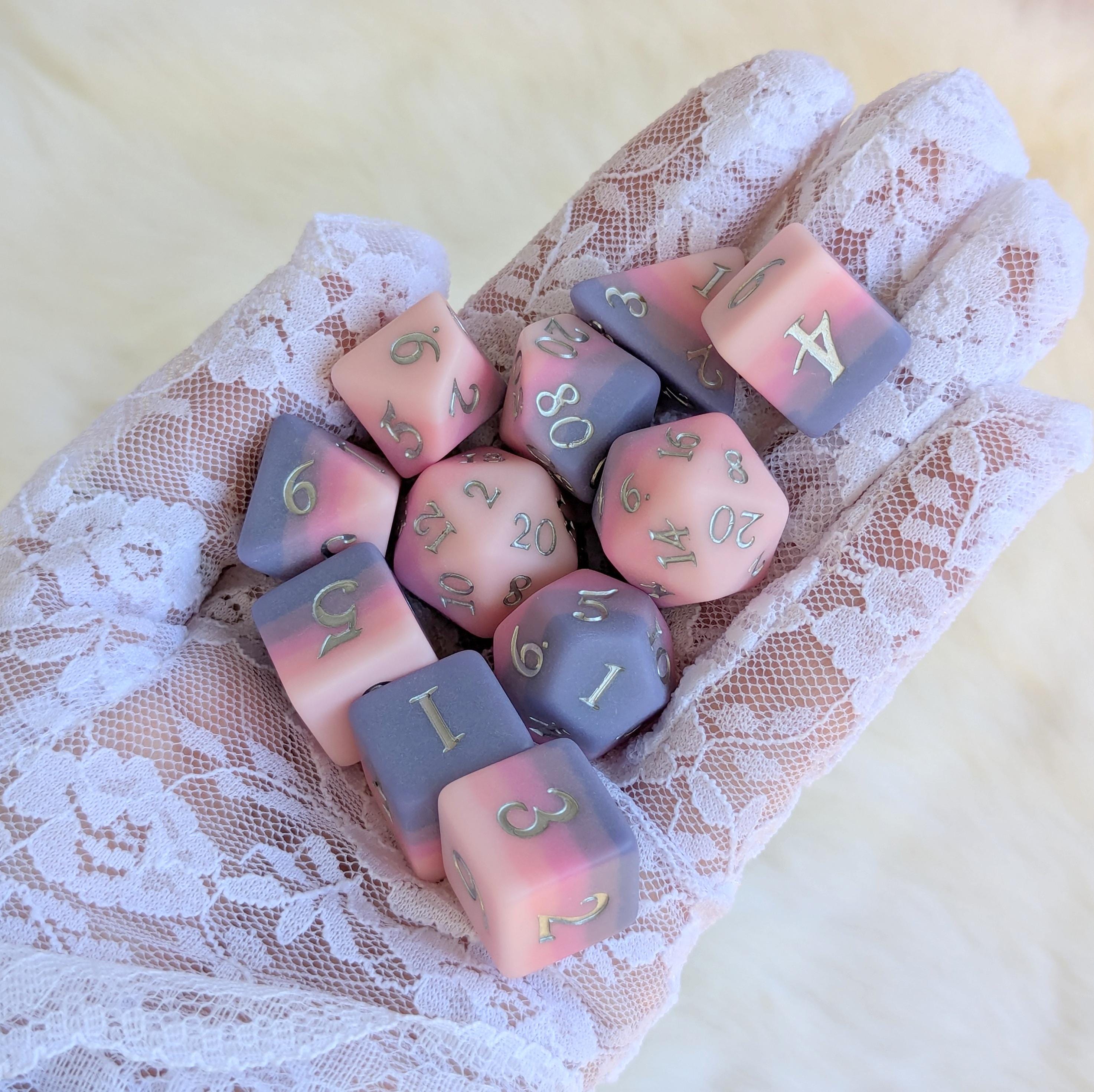 Dreamweaver 7 Piece Dice Set: Pastel Resin Polyhedral Dice With