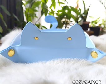 Dice Tray - Cat Shape, Foldable PU Leather, RPG Rolling Accessory : Original Design