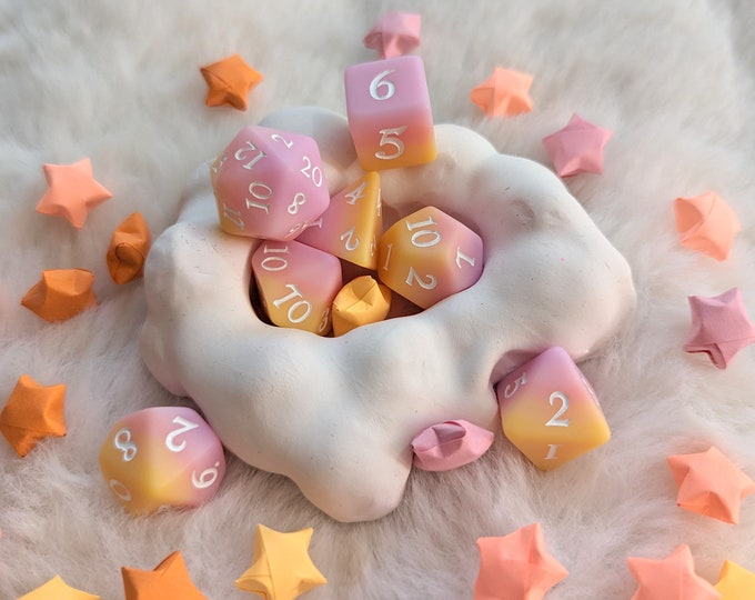 Sorbet Sunset Ombre Dice Set – Pastel Polyhedral Dice for TTRPG