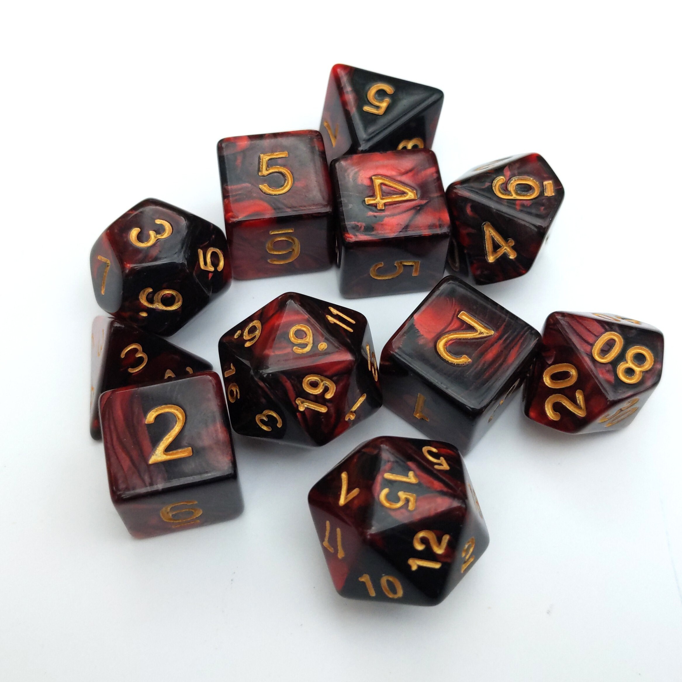 11 Piece Blood DnD Dice Set Polyhedral dice D&D dice Etsy