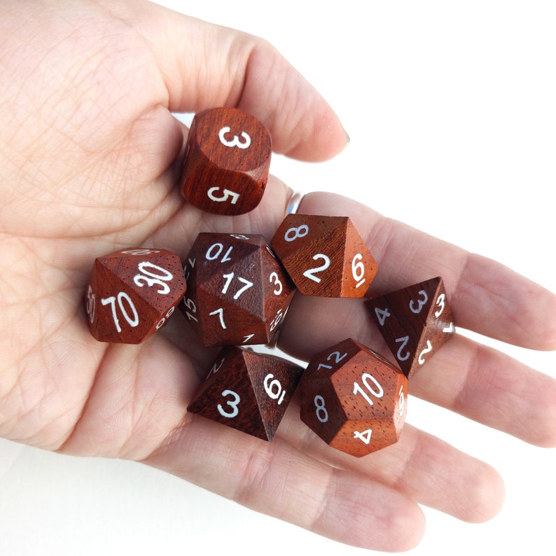 Red Wood DnD Dice Set Polyhedral dice D&D dice Dungeons and Etsy