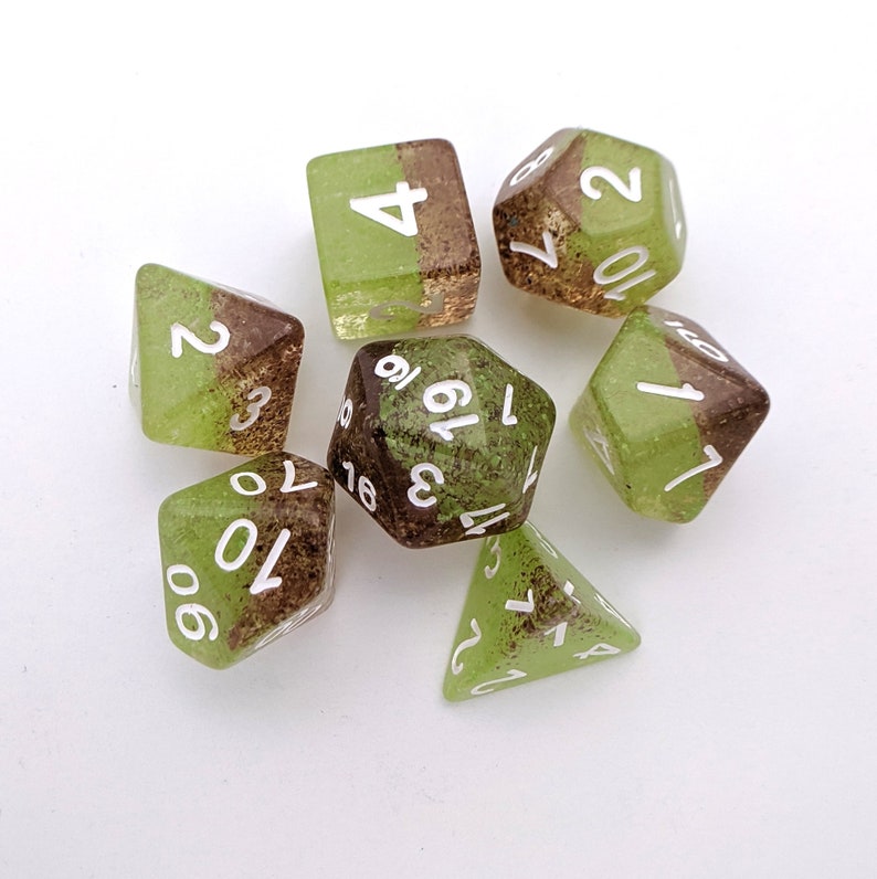 Forest Elf Dnd Dice Set Polyhedral Dice D&D Dice Dungeons Etsy
