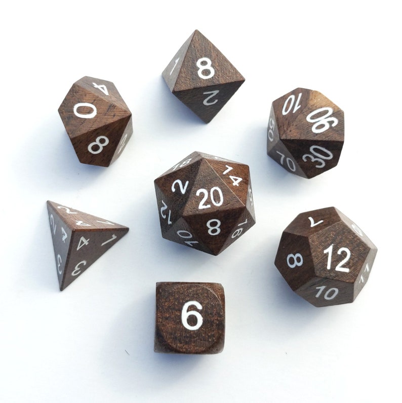 Ebony Wood DnD Dice Set Polyhedral dice D&D dice Dungeons Etsy
