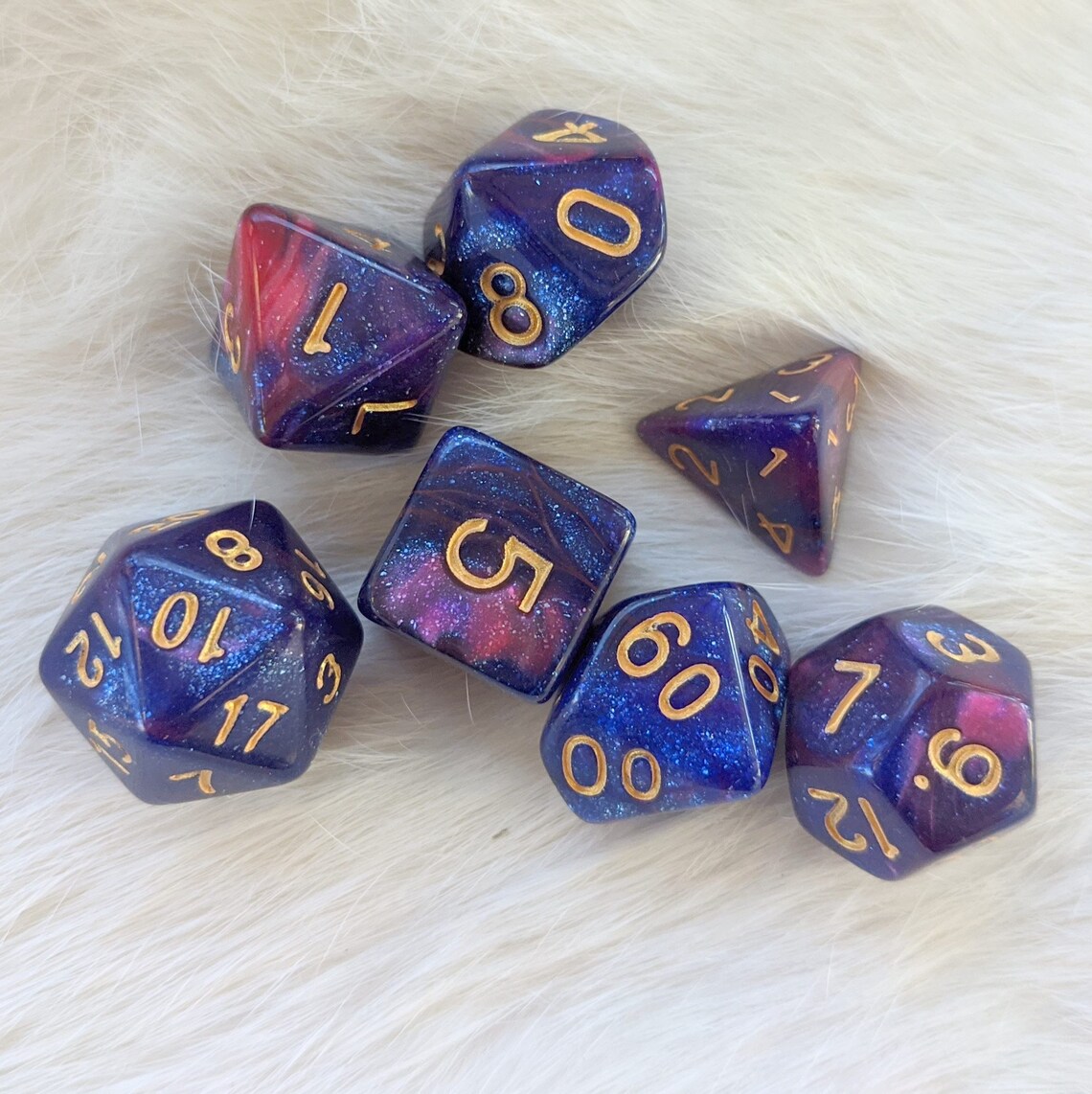 Rose Galaxy Dnd Dice Set Polyhedral Dice D&D Dice Dungeons Etsy