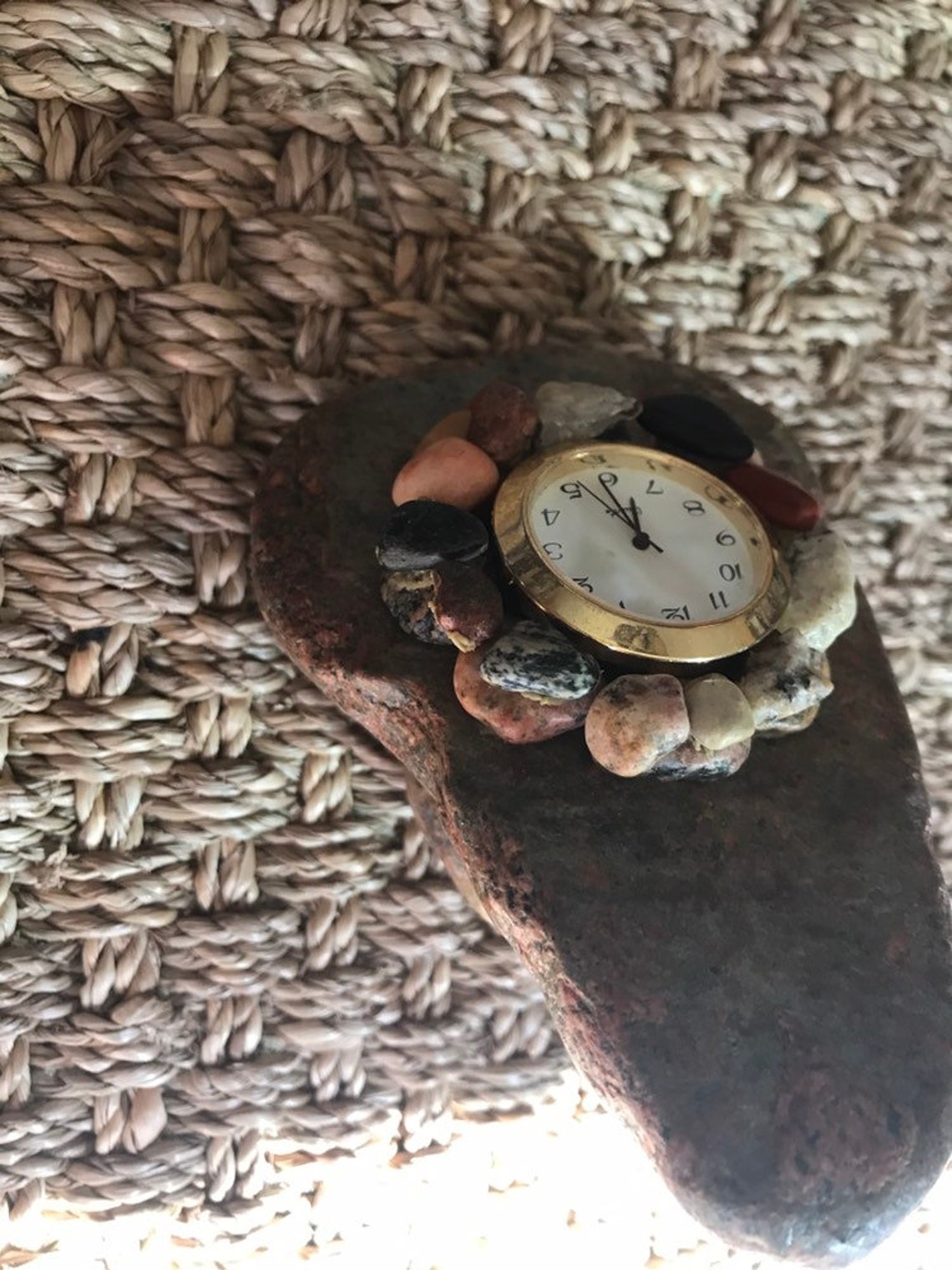 Handmade rock clock clock works great hourminuteand second Etsy