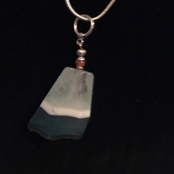 Teal and multicolored stone pendant silver chain necklace  never been worn in excellent condition with no flaws  color vivid