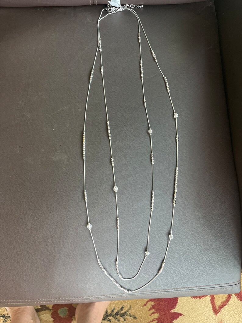 Beautiful Chico silver 2 strand necklace,excellent condition,new,on sale,50 percent off,was 39.00 now 19.50,1 strand is 21.5an the 2nd 19.5 image 1