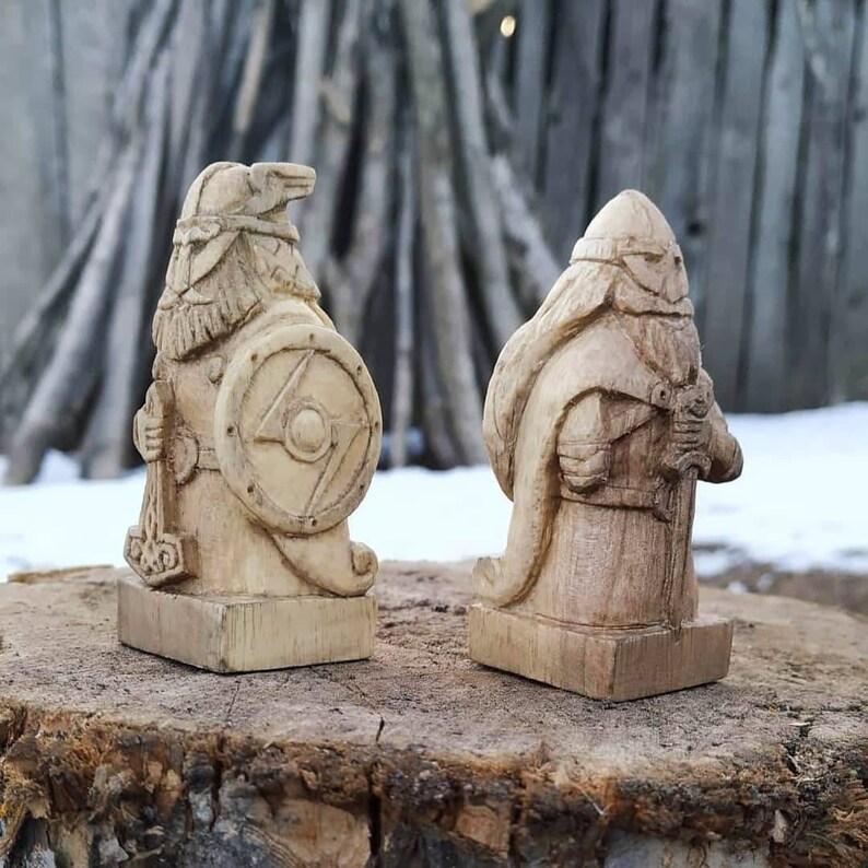Viking Gods Norse gods wooden Figurines Odin Thor Tyr Etsy