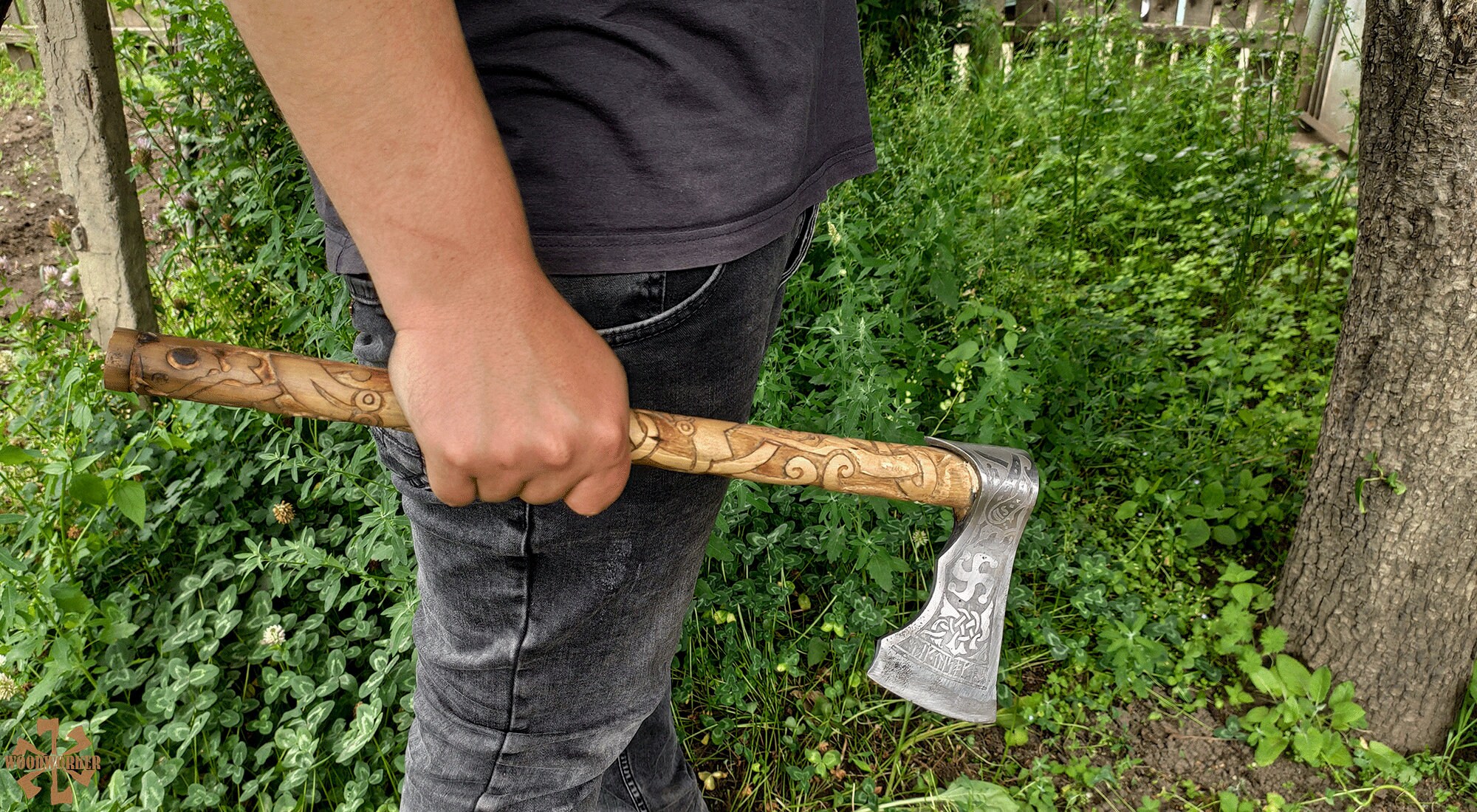 Heiðir Viking Axe Throwing Axe Axe With Slavic Design Etsy