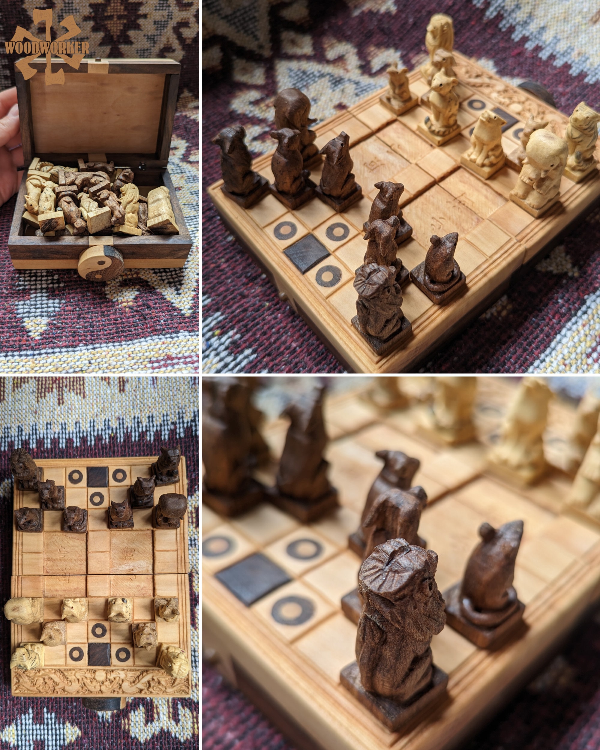 Animal Chess Set - Chinese Mice Chess Set - Antique White