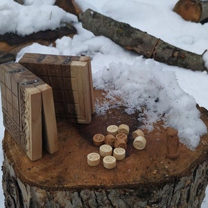 Sacrifice of Odin - Brandubh Board Game, Runes, elder futhark, Old Ornaments, Carving, wooden Board Game, Odin, Norse god, Allfather